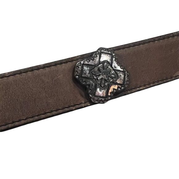 Men's Vintage Western Steer Head Concho Leather Belt Brown One Size - Picture 5 of 8